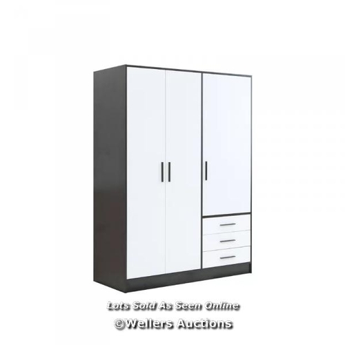 3059 - RRP:  289.99 - ZIPCODE DESIGN INGRAM 3 DOOR WARDROBE / FINISH: MATT BLACK/MATT WHITE / COMES IN FIVE... 