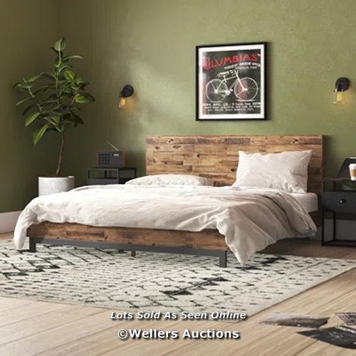 3065 - RRP:  249.99 - MERCURY ROW FILLMORE RUSTIC BED FRAME WITH ADJUSTABLE HEADBOARD / SIZE: DOUBLE (4'6) ... 