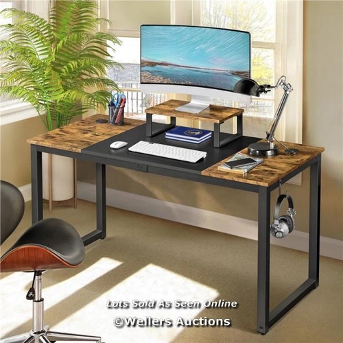 3078 - RRP:  74.99 - YAHEETECH LARGE COMPUTER DESK, OFFICE WORK DESK WITH MOVABLE MONITOR STAND / COMES IN ... 