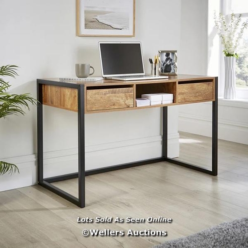 3099 - RRP:  102.99 - 17 STORIES KRAUL 120CM W RECTANGULAR COMPUTER DESK / TOP COLOUR: OAK, FRAME COLOUR: B... 