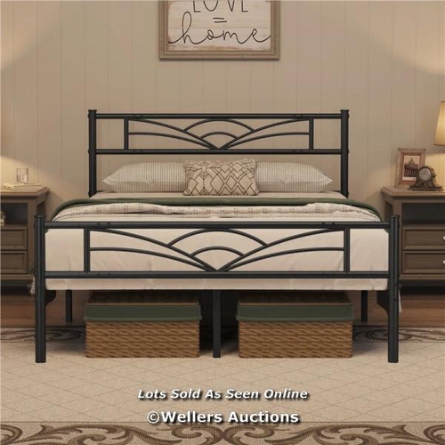 3101 - RRP:  49.89 - YAHEETECH MINIMALIST METAL BED FRAME WITH SLATTED HEADBOARD / SIZE: SINGLE (3'), COLOU... 