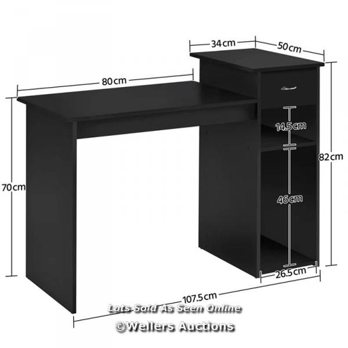 3103 - RRP:  61.99 - YAHEETECH COMPUTER DESK / COLOUR: BLACK / COMES IN ONE BOX/PACKAGE