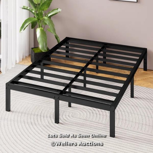 3104 - RRP:  85.99 - ZIPCODE DESIGN BARBIERI MINIMAL BLACK BED FRAME WITH SQUARE FEET / SIZE: DOUBLE (4'6) ... 