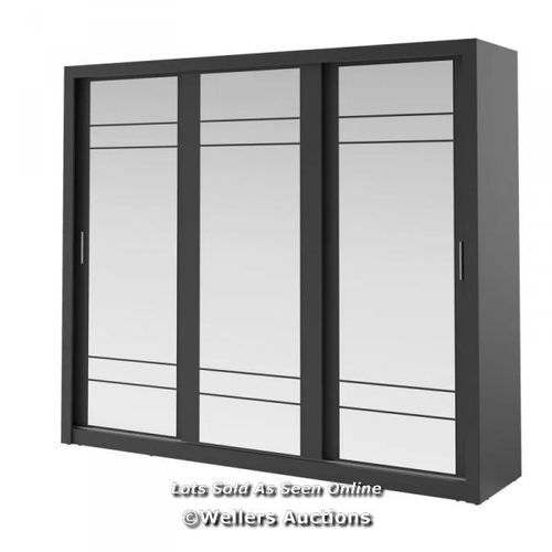 3126 - RRP:  699.99 - ZIPCODE DESIGN CREEKBLUFF 3 DOOR SLIDING WARDROBE / FINISH: BLACK MATTE / COMES IN FI... 