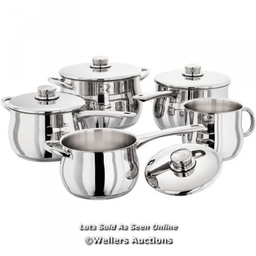 3132 - RRP:  158.95 - STELLAR STELLAR 1000, 5 PIECE STAINLESS STEEL DEEP SAUCEPAN SET, 14CM MILK/SAUCE POT,... 