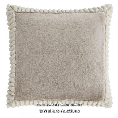 3136 - RRP:  16.54 - CATHERINE LANSFIELD VELVET AND FAUX FUR 55X55CM CUSHION WITH INNER / COLOUR: NATURAL /... 