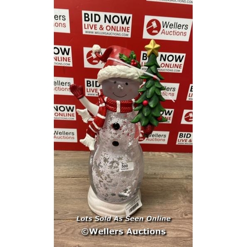 500 - SNOWMAN LANTERN WITH LED LIGHTS / MINIMAL SIGNS OF USE / SEE IMAGES / A19