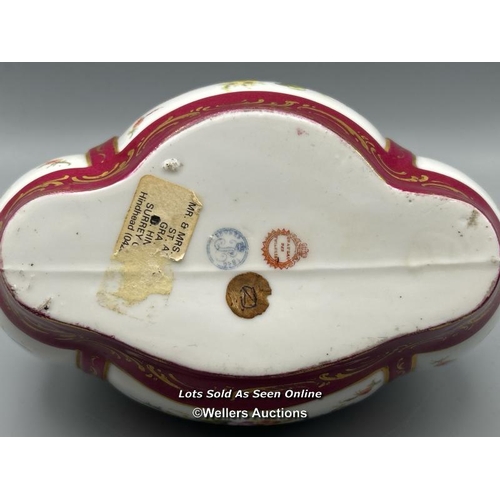 186 - A Sevres porcelain jewellery box, hand painted with a courting scene signed 'Litz' on the lid, inter... 