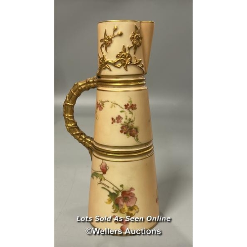 188 - Royal Worcester hand painted blush porcelain including a rare candelabra (base only) no. 1446 c1892 ... 