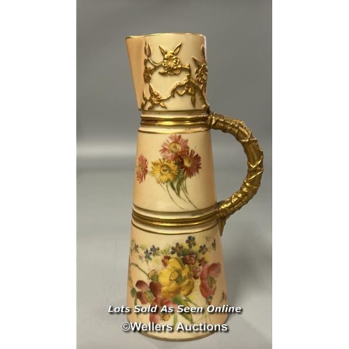 188 - Royal Worcester hand painted blush porcelain including a rare candelabra (base only) no. 1446 c1892 ... 