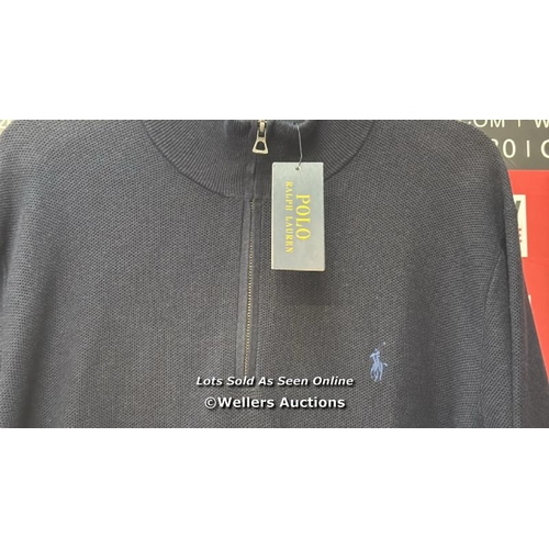 7054 - POLO RALPH LAUREN KNIT HALF ZIP PIMA COTTON TEXTURE / L / NAVY / NEW / RRP: 165 / R2