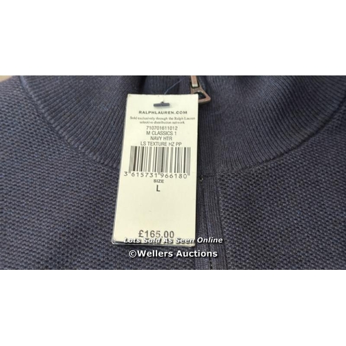 7054 - POLO RALPH LAUREN KNIT HALF ZIP PIMA COTTON TEXTURE / L / NAVY / NEW / RRP: 165 / R2