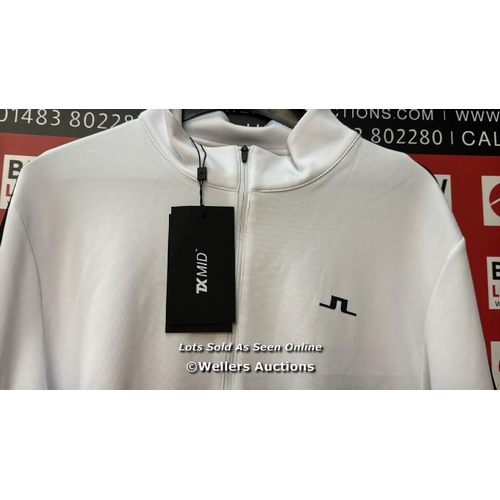 7062 - J LINDEBERG TX MID SWEATS HALF ZIP CARL COLOUR BLOCK / L / WHITE / NEW / R2