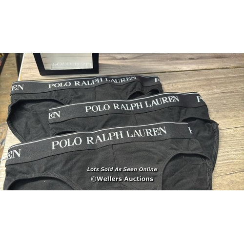 7201 - POLO RALPH LAUREN COTTON STRETCH BRIEF 3 PACK / S / BLACK / NEW / RRP: 40 / T19