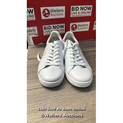 7215 - FRED PERRY WHITE LEATHER TRAINERS / UK 10 / NEW WITHOUT BOX / T19