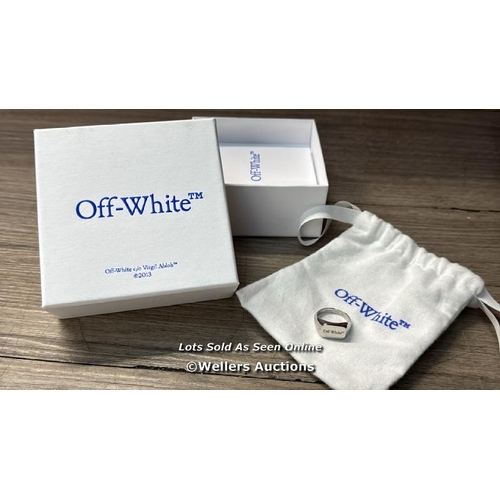 7230 - OFF-WHITE RECTANGULAR LOGO RING / NEW / RRP: 130 / T19