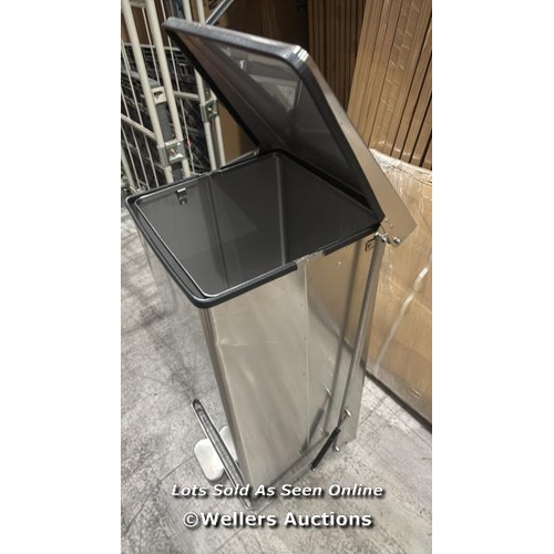 9013 - RRP: 145 - FOOD WASTE PEDAL BIN - STAINLESS STEEL  90-LITRE - MANUTAN EXPERT / APPEARS NEW