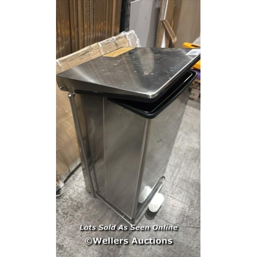 9013 - RRP: 145 - FOOD WASTE PEDAL BIN - STAINLESS STEEL  90-LITRE - MANUTAN EXPERT / APPEARS NEW