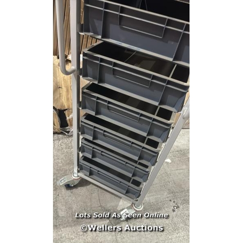 9015 - RRP: 462 - EURO CONTAINER TROLLEY - 250KG CAPACITY - 8 SHELF WITH 8 CONTAINERS / APPEARS NEW