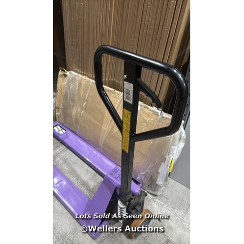 9017 - HAND PALLET TRUCK - CAPACITY 2500KG / MINIMAL IF ANY SIGNS OF USE