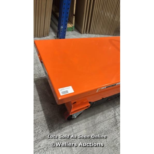 9060 - RRP: 1218 - ELECTRIC MOBILE SCISSOR LIFT TABLE - 300KG CAPACITY - 1600MM HEIGHT / WITHOUT CHARGING C... 