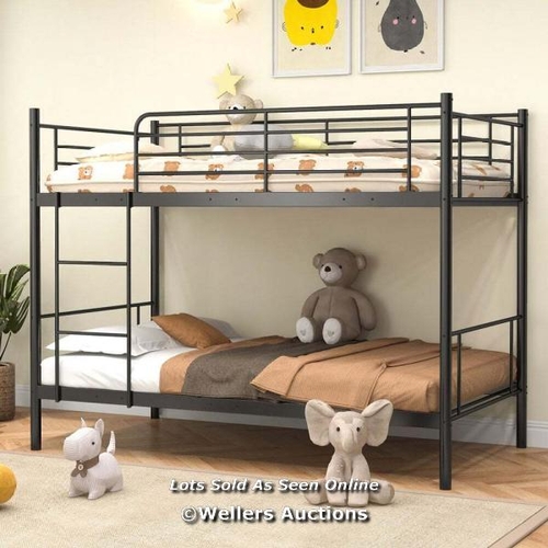 1073 - RRP: 169.99 - DOUBLE SLEEPER BLACK BUNK BED FRAME WITH LADDER / 1 BOX ONLY / SEE IMAGES