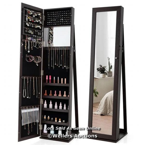 1092 - RRP: 89.95 - JEWELRY CABINET FREESTANDING JEWELRY ARMOIRE WITH FULL LENGTH MIRROR