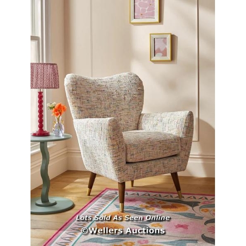 1095 - RRP: 325.00 - MULTI COLOURED CHENILLE NATURAL WILSON II HIGHBACK ARMCHAIR / 1 BOX ONLY / SEE IMAGES