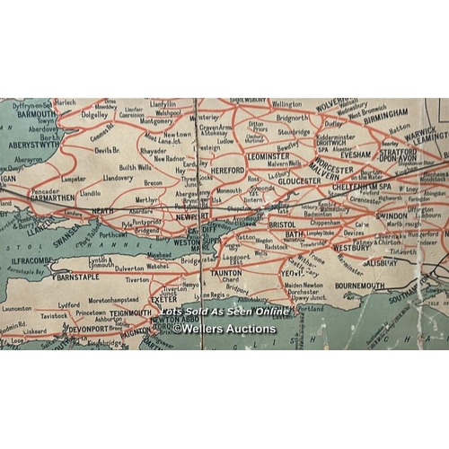 210 - A framed section of a vintage British Railway southern region general system map, 63 x 24cm / AN19