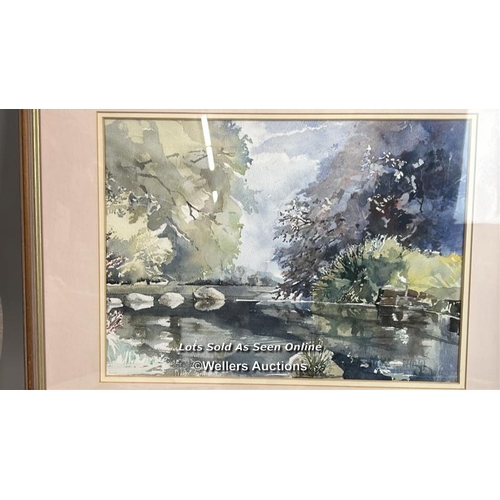 271 - Two framed watercolours including 'Ducks on Water' by Dorothy W. Clark painted on silk, Hong Kong 19... 