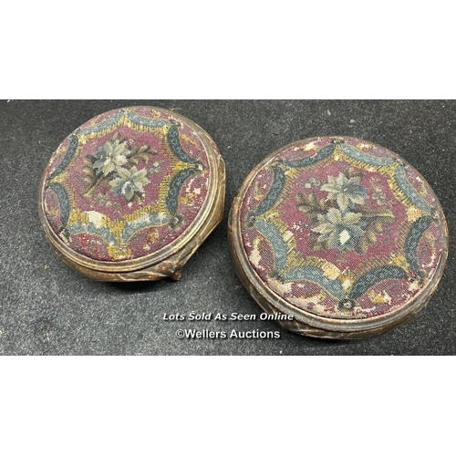 278 - Two small footstools, 13xcm high, 30cm diameter