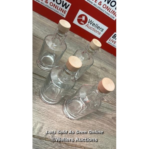 5052 - GALILEO FLINT GLASS BOTTLE WITH CORK 7OZ / 200ML - SET OF 4 - GLASS BOTTLE FOR HOME MADE SLOE GIN / ... 