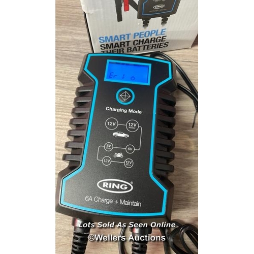 5063 - RING RSC806, 6 AMP BATTERY CHARGER AND MAINTAINER. 6V & 12V SMART CHARGER, COMPATIBLE WITH STOP STAR... 