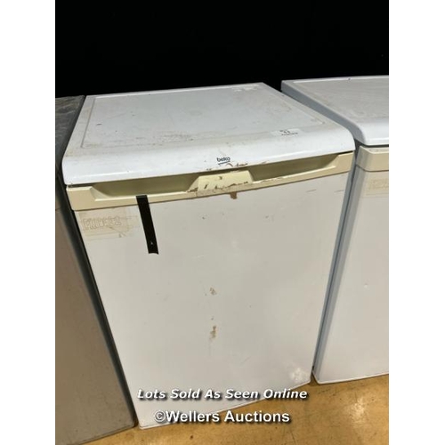 11 - Three Beko undercounter fridges / Buyer will be responsible for removal, located in the large hall /... 