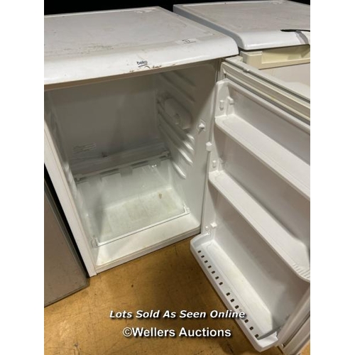 11 - Three Beko undercounter fridges / Buyer will be responsible for removal, located in the large hall /... 