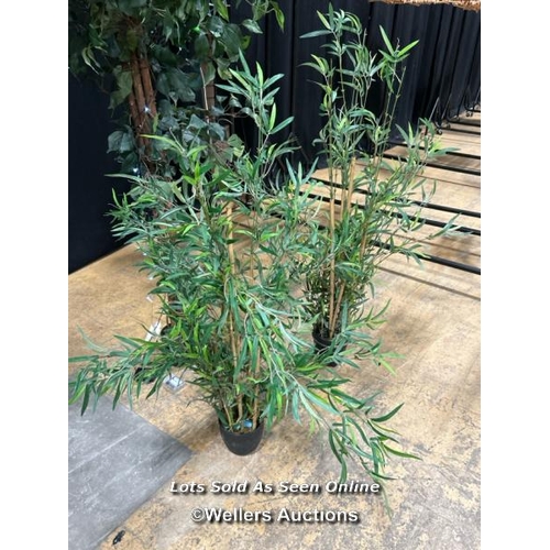 40 - Three faux plants, one with included twinkle lights, tallest 190cm (h) / Buyer will be responsible f... 