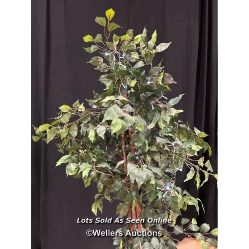 40 - Three faux plants, one with included twinkle lights, tallest 190cm (h) / Buyer will be responsible f... 