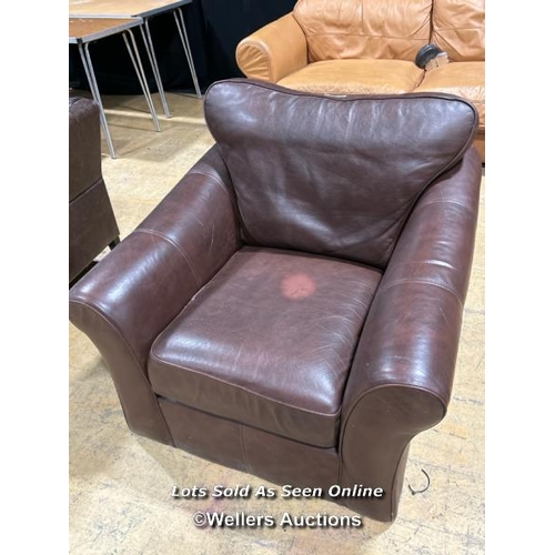 48 - Faux leather arm chair, 80cm (h) x 94cm (w) x 96cm (d) / Buyer will be responsible for removal, loca... 