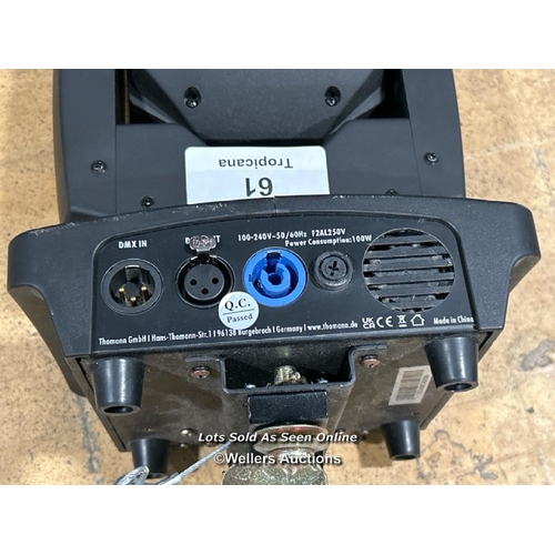 61 - Varytec Hero Spot 60 LED spotlight with moving head / Buyer will be responsible for removal, located... 