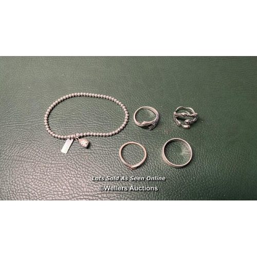 9684 - SILVER X5 INC. RINGS, BRACELET WITH PINGENT