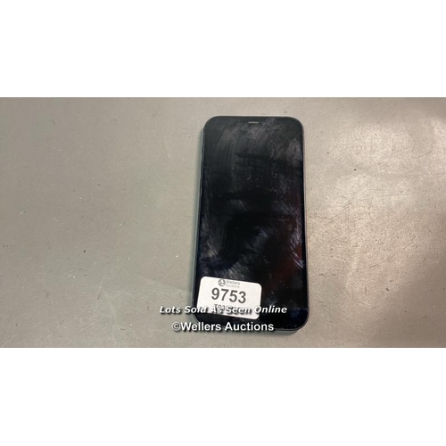 9753 - IPHONE 12 / A2403 / BLACK/64GB / IMEI-353054117229435  / I-CLOUD LOCKED