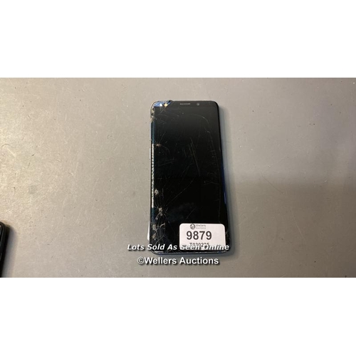 9879 - GALAXY S9 DUAL/SM-G960F/CORAL BLUE/64GB/IMEI-353467108121959 GOOGLE ACCOUNT LOCKED/(SCREEN&BACK DAMA... 