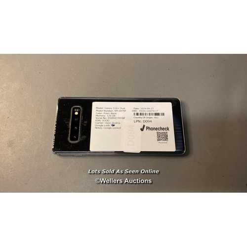 9886 - GALAXY S10+ DUAL/SM-G975F/PRISM BLACK/128GB/IMEI-356261106878117 GOOGLE ACCOUNT LOCKED