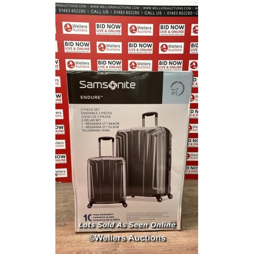 6060 - SAMSONITE ENDURE 2PC. HARDSIDE LUGGAGE SET / SIGNS OF USE / LARGE CASE HAS A DAMAGED WHEEL / P4