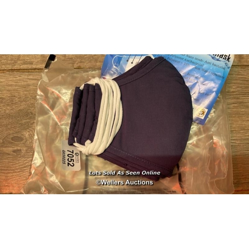 7052 - IRON MOUNTAIN 5 PACK 3 LAYER POLYESTER COTTON NANO MESH 30 X WASHABLE FACE MASK, NAVY / A23