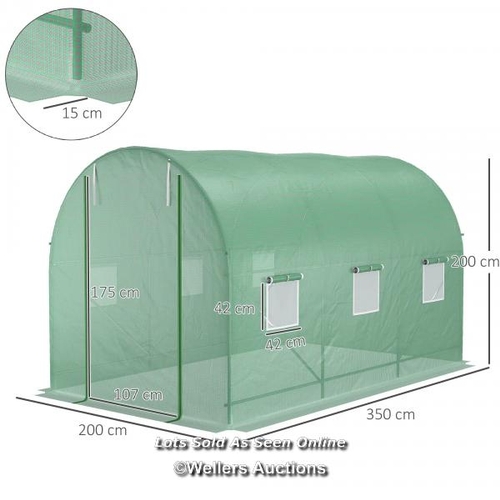 5399 - RRP: 89.99 - OUTSUNNY 3.5 X 2M WALK-IN POLYTUNNEL GREENHOUSE, WITH STEEL FRAME, PE COVER, ROLL-UP DO... 