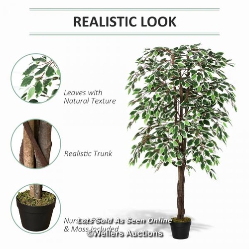 5404 - RRP: 69.99 - OUTSUNNY 160CM/5.2FT ARTIFICIAL FICUS SILK TREE WITH NURSERY POT, DECORATIVE FAKE PLANT... 