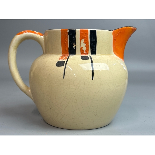 19 - Three Myott & Son art deco hand painted jugs, numbers 8035 and 8037, largest 14.5cm high / AN12