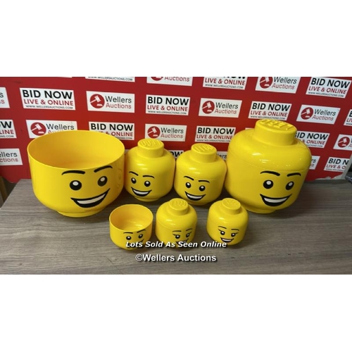 434 - LEGO STORAGE HEAD ULTIMATE 6 PIECE SET / MINIMAL SIGNS OF USE / C18