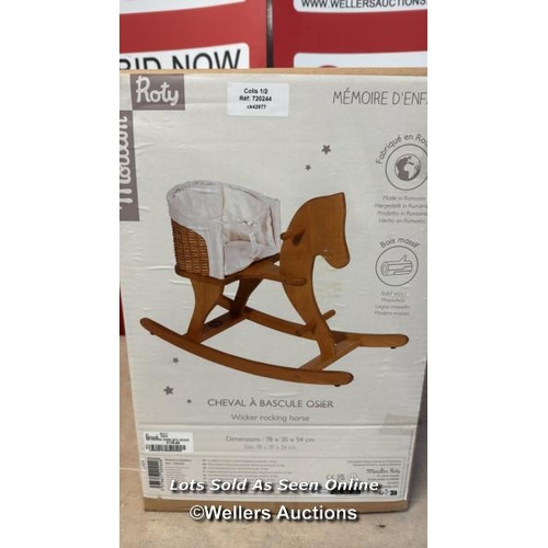 8107 - MOULIN ROTY MR ROCKING HORSE WITH WICKER BASKET / INCOMPLETE - SEE IMAGES / RRP: 165 / G6